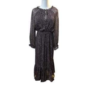 Zara spotted pattern maxi dress sheer sleeves XS lightweight